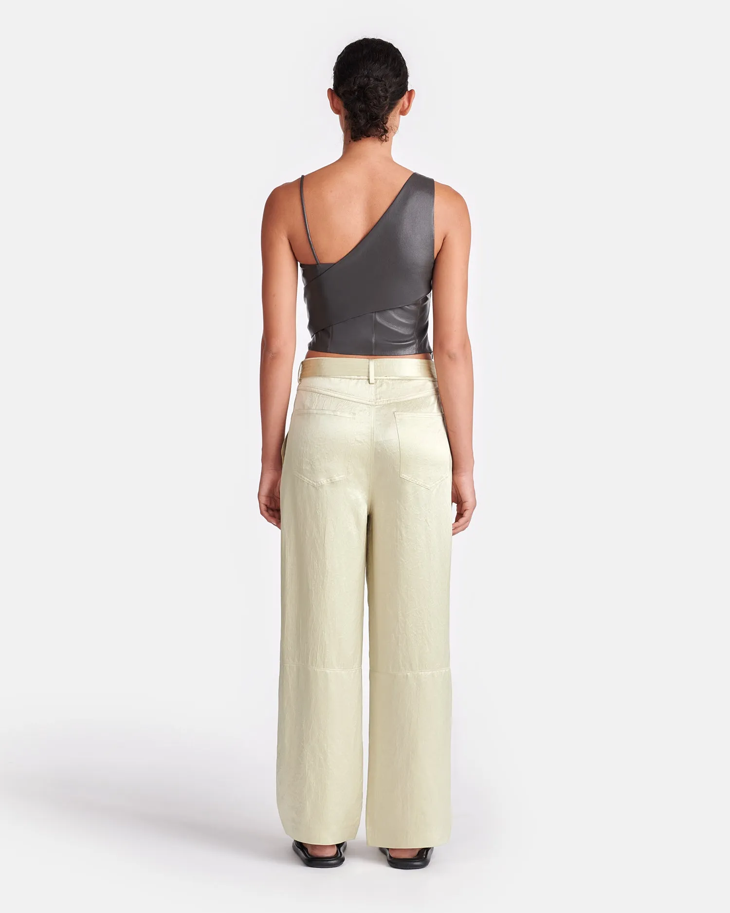 Chudel - Asymmetric Okobor™ Alt-Leather Top - Midnight Green