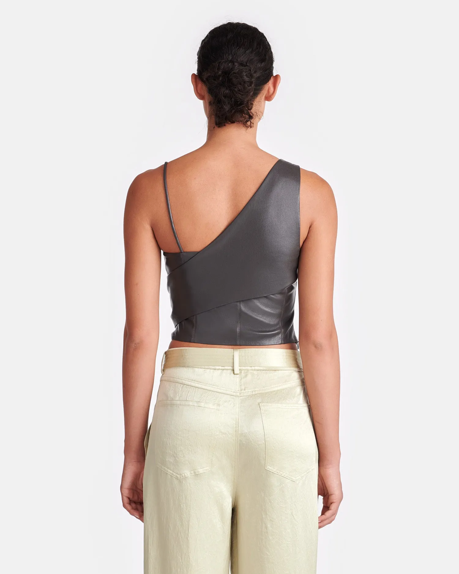 Chudel - Asymmetric Okobor™ Alt-Leather Top - Midnight Green