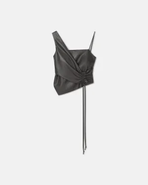 Chudel - Asymmetric Okobor™ Alt-Leather Top - Midnight Green