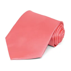 Coral Satin Staff Tie