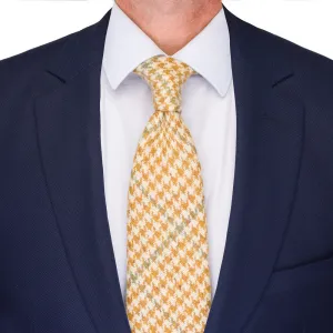 Cream and Brown Houndstooth Cashmere Tie
