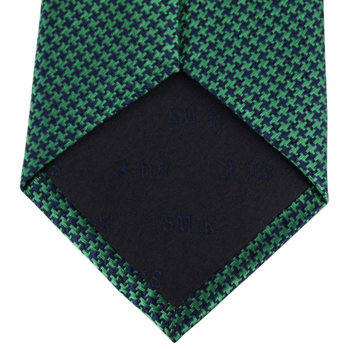 David Van Hagen Houndstooth Tie - Green/Navy