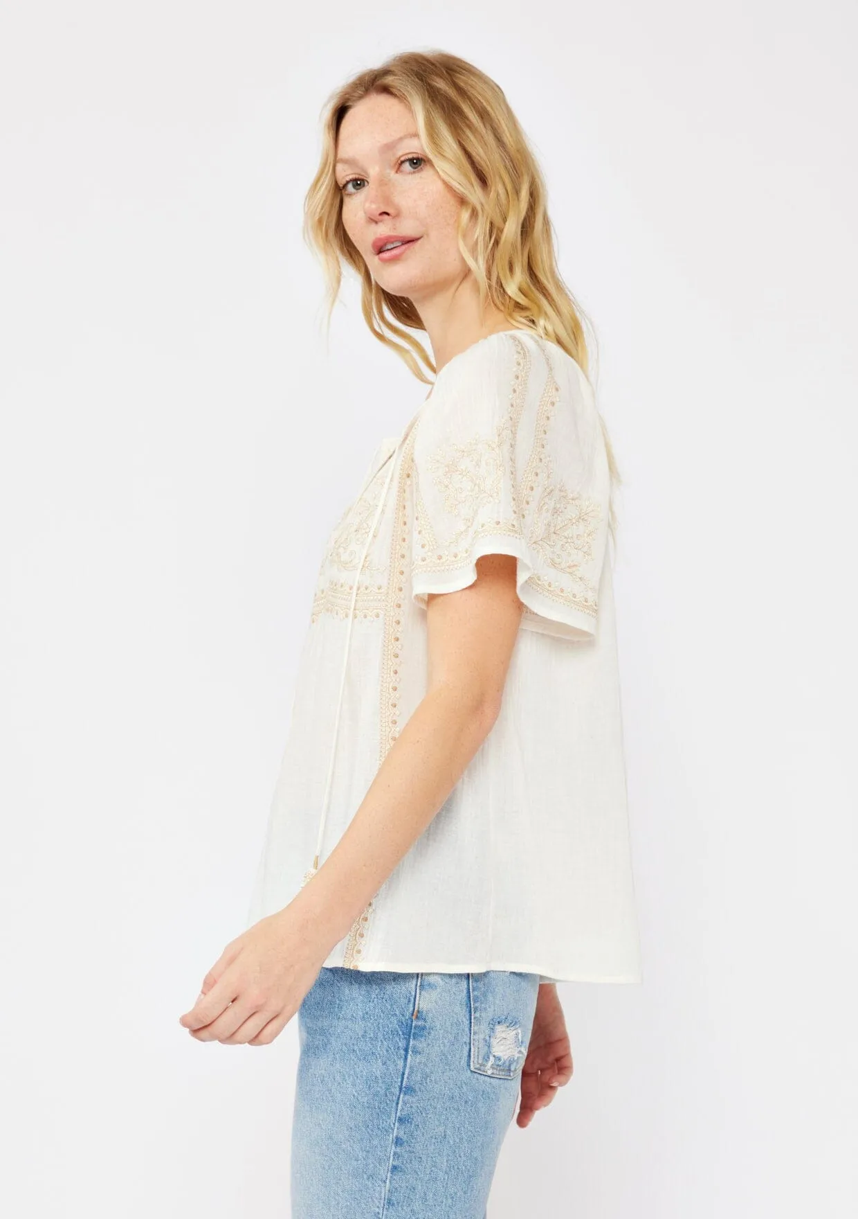 Dixie Cotton Embroidered Top
