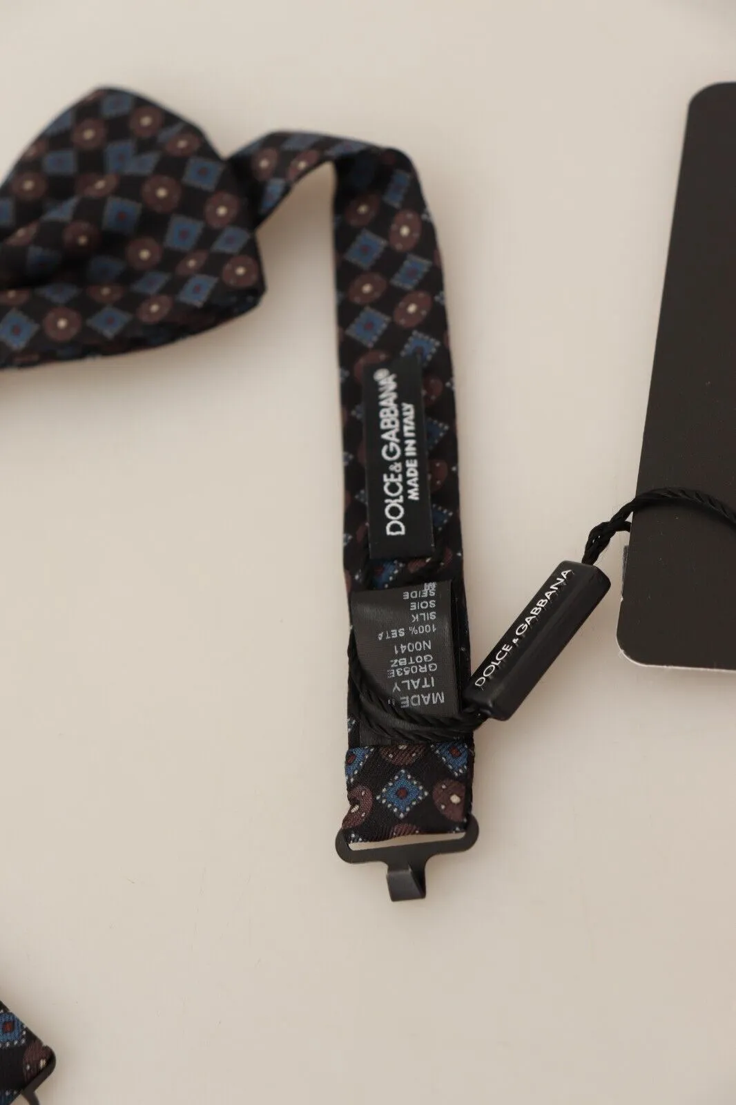 Dolce & Gabbana Elegant Black Silk Bow Tie with Unique Metal Clasp