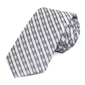 Dusty Blue Dresser Silk/Cotton Check Slim Necktie, 2.5" Width