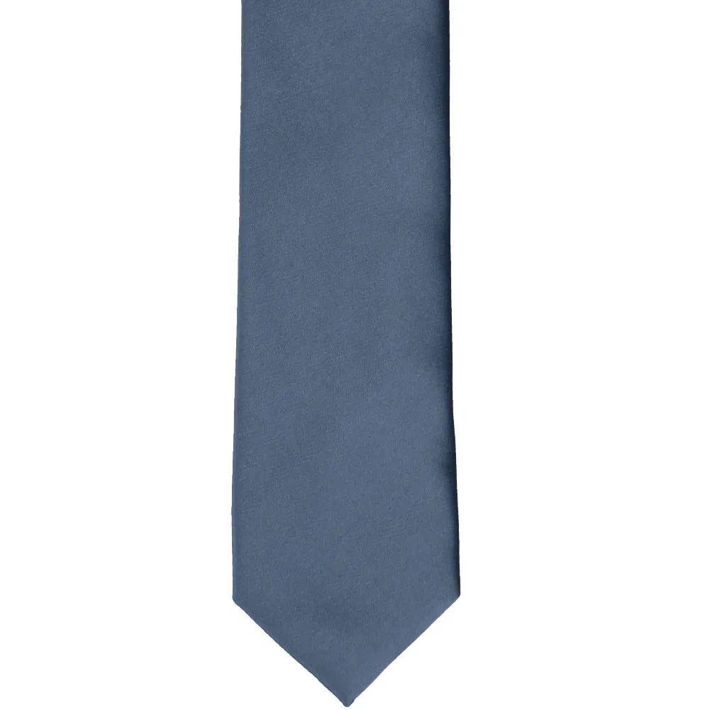 Dusty Blue Premium Slim Necktie, 2.5" Width