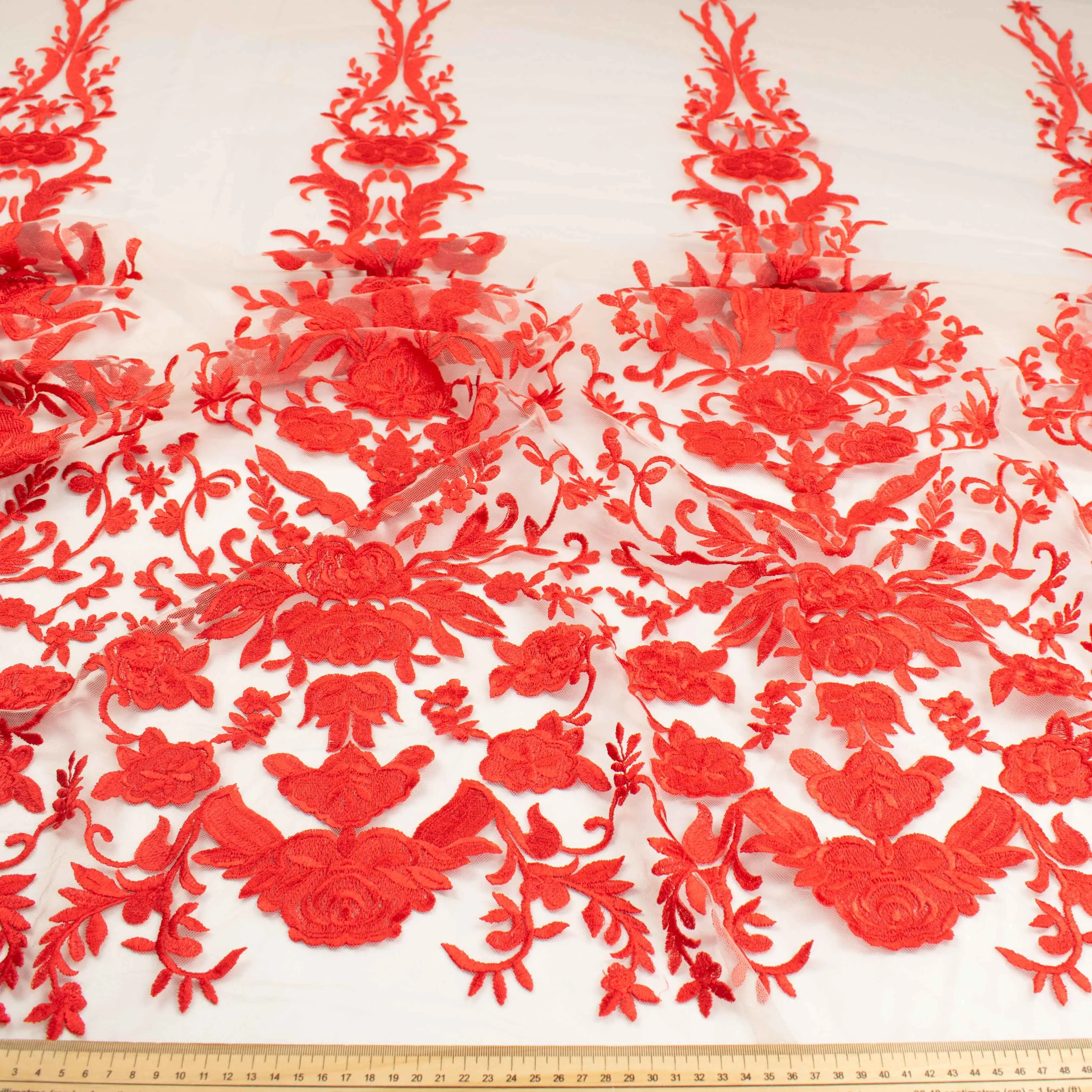 Embroidered Lace Design-3 Red