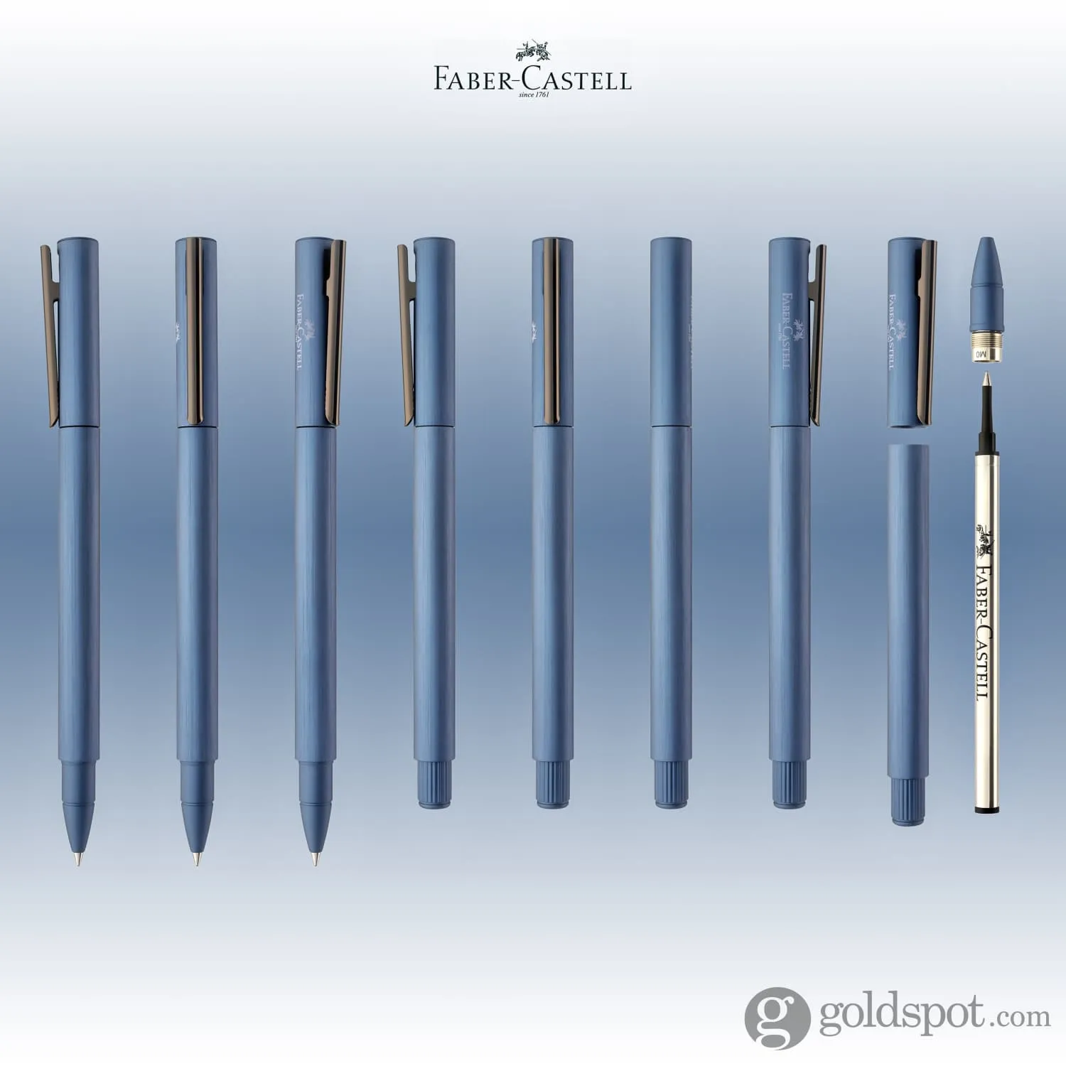 Faber-Castell Design Neo Slim Aluminum Rollerball Pen in Dark Blue