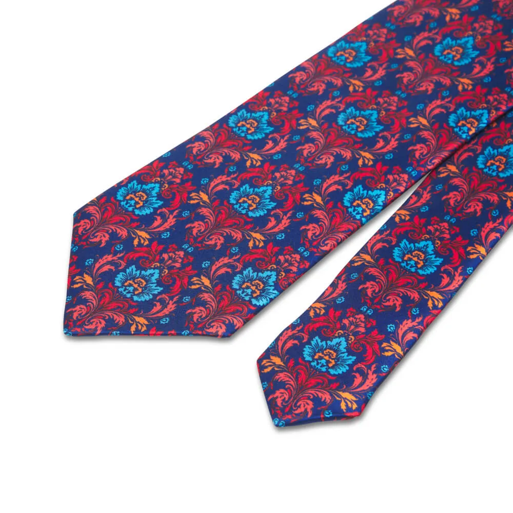 Florentine Silk Guild Blue and Red Duchesse Silk Tie