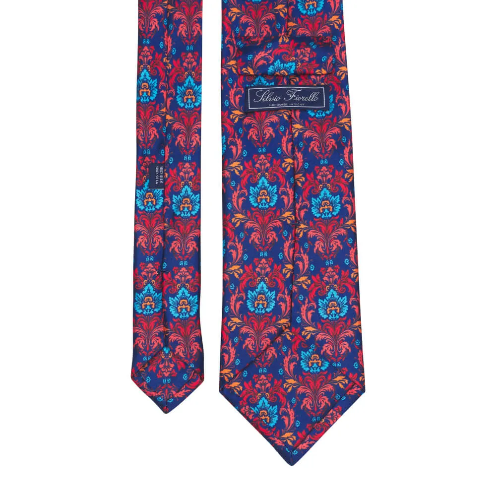 Florentine Silk Guild Blue and Red Duchesse Silk Tie