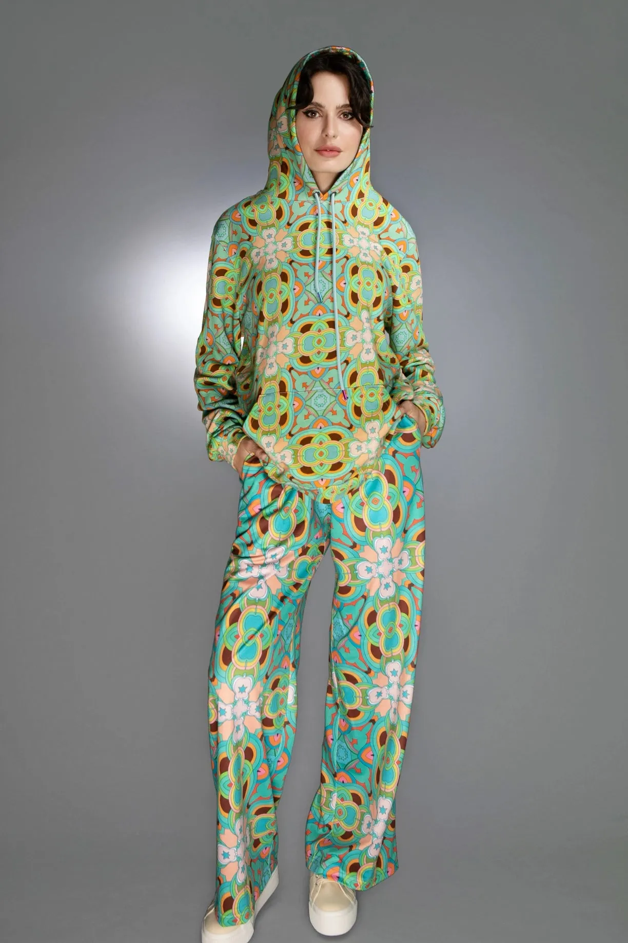 Geometric Shaped Patterns Agua Psychedelic Women'S Hoodie