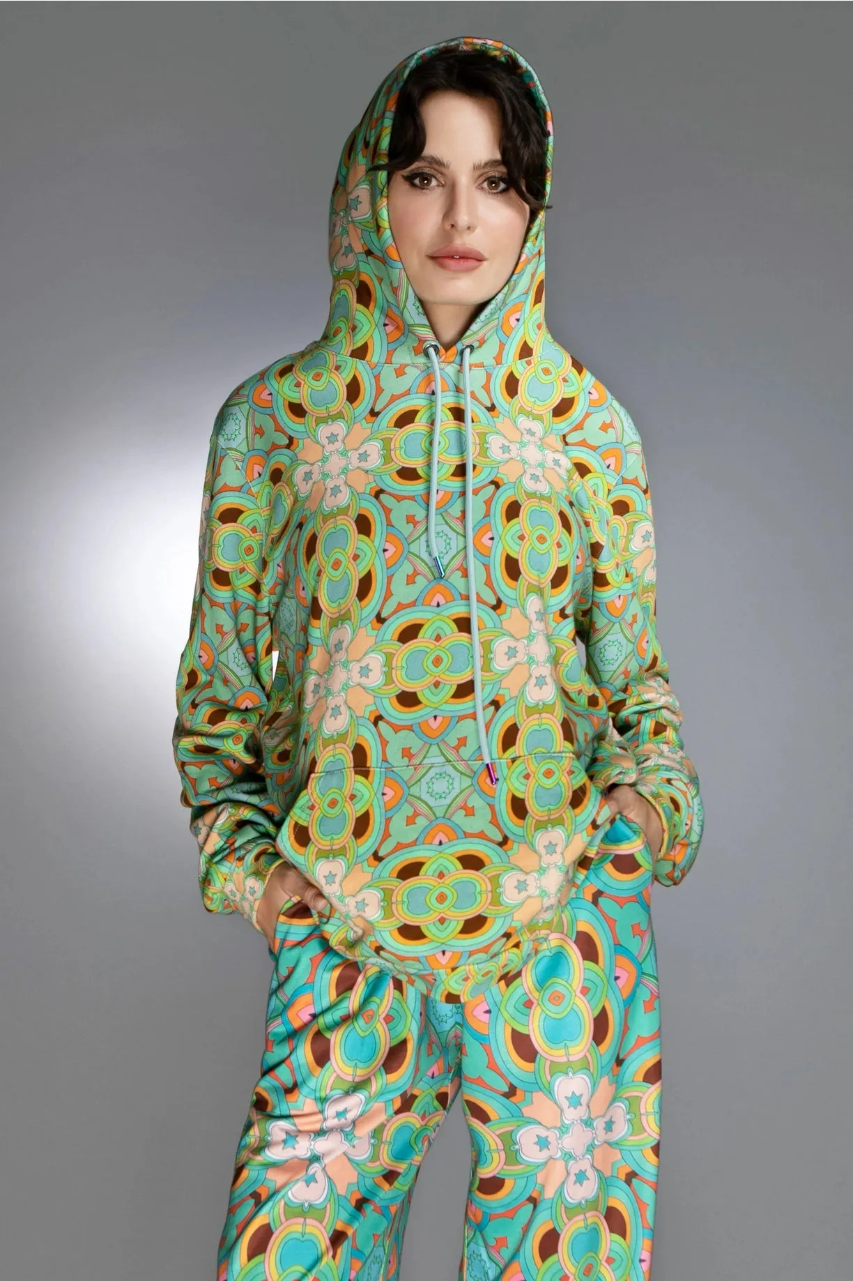 Geometric Shaped Patterns Agua Psychedelic Women'S Hoodie
