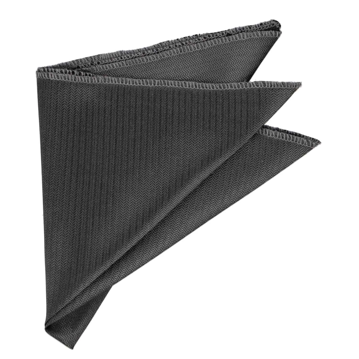 Graphite Gray Herringbone Silk Pocket Square
