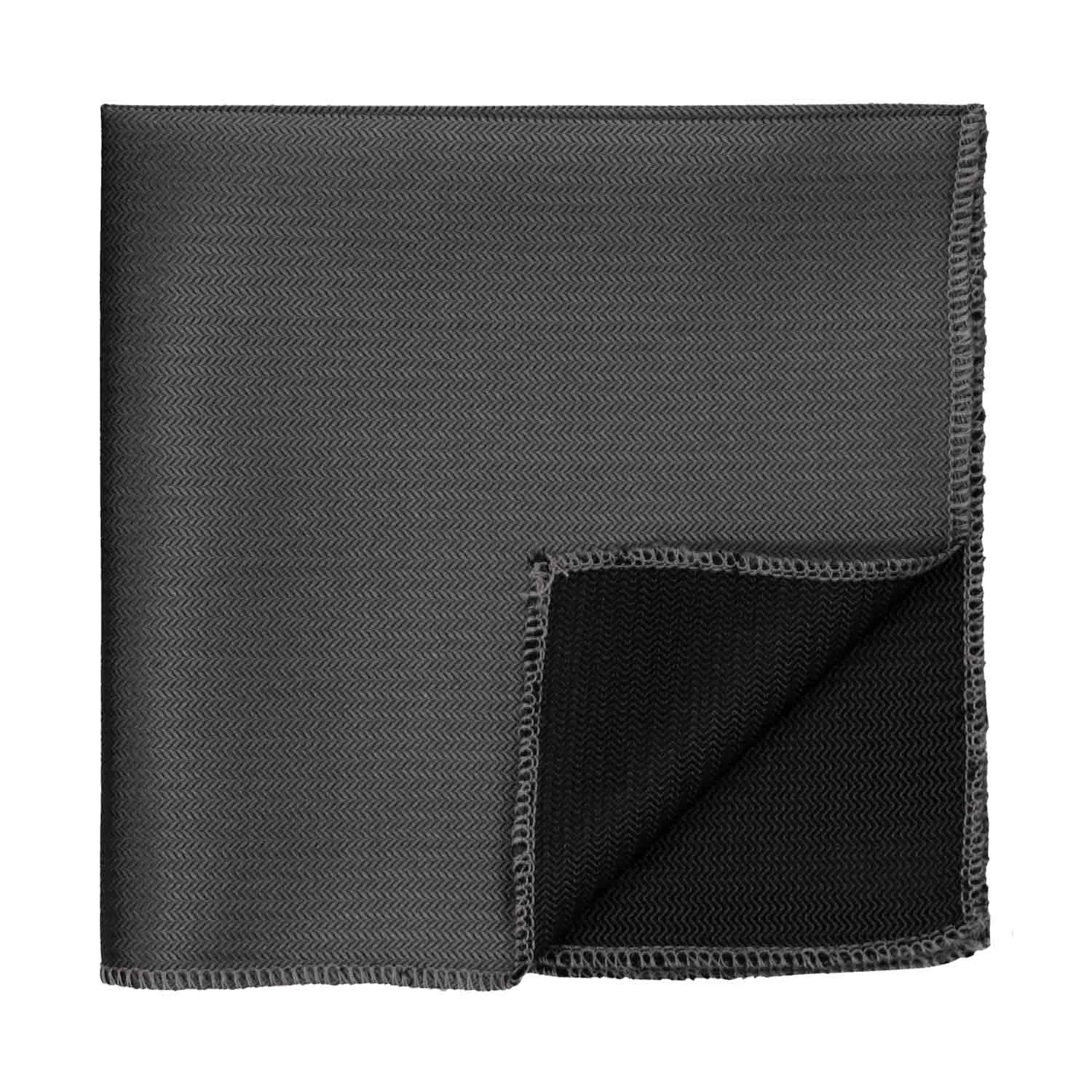 Graphite Gray Herringbone Silk Pocket Square