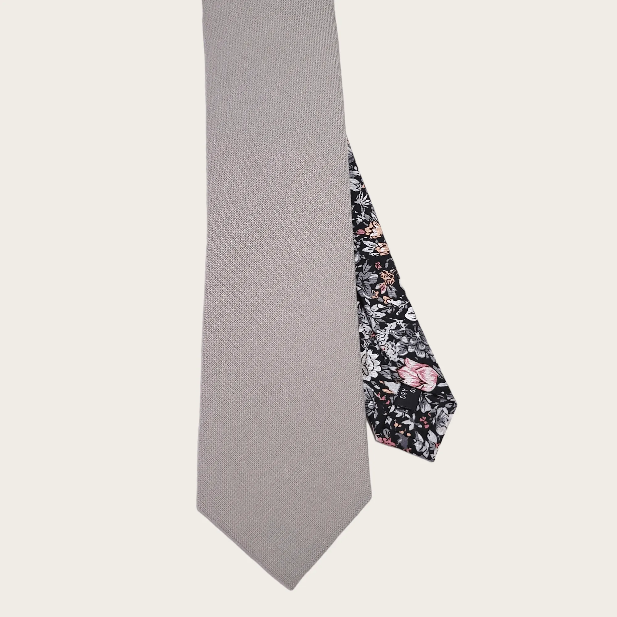 Gray Black Floral Peekaboo Tie