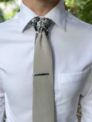 Gray Black Floral Peekaboo Tie