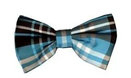 Gray/Black Plaid Bow Ties with Matching Pocket Squares