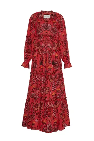 Grazia Long Sleeve Maxi Dress Peacock Watermelon