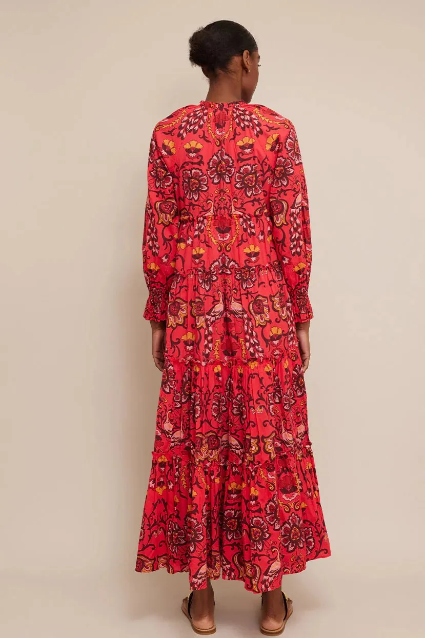 Grazia Long Sleeve Maxi Dress Peacock Watermelon