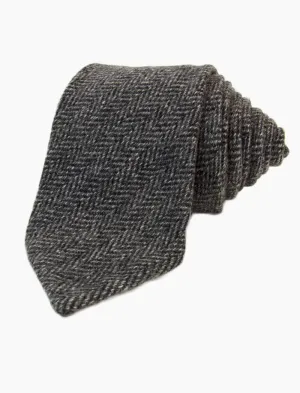 Grey Herringbone Wool Tie