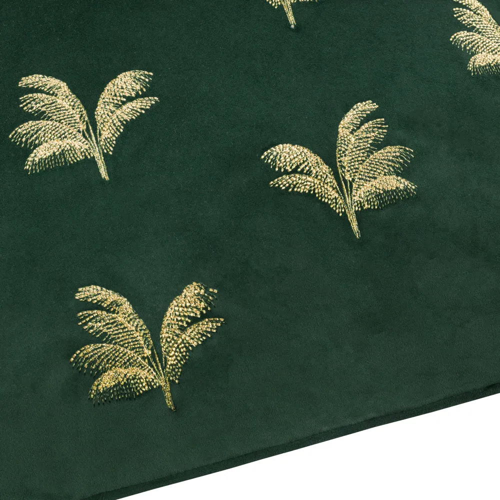 Guilded Palms Embroidered Cushion Emerald