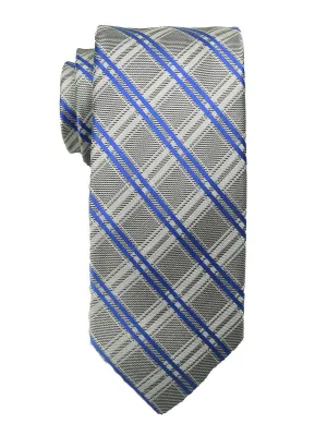 Heritage House 18897 100% Woven Silk Boy's Tie - Plaid - Silver/Blue