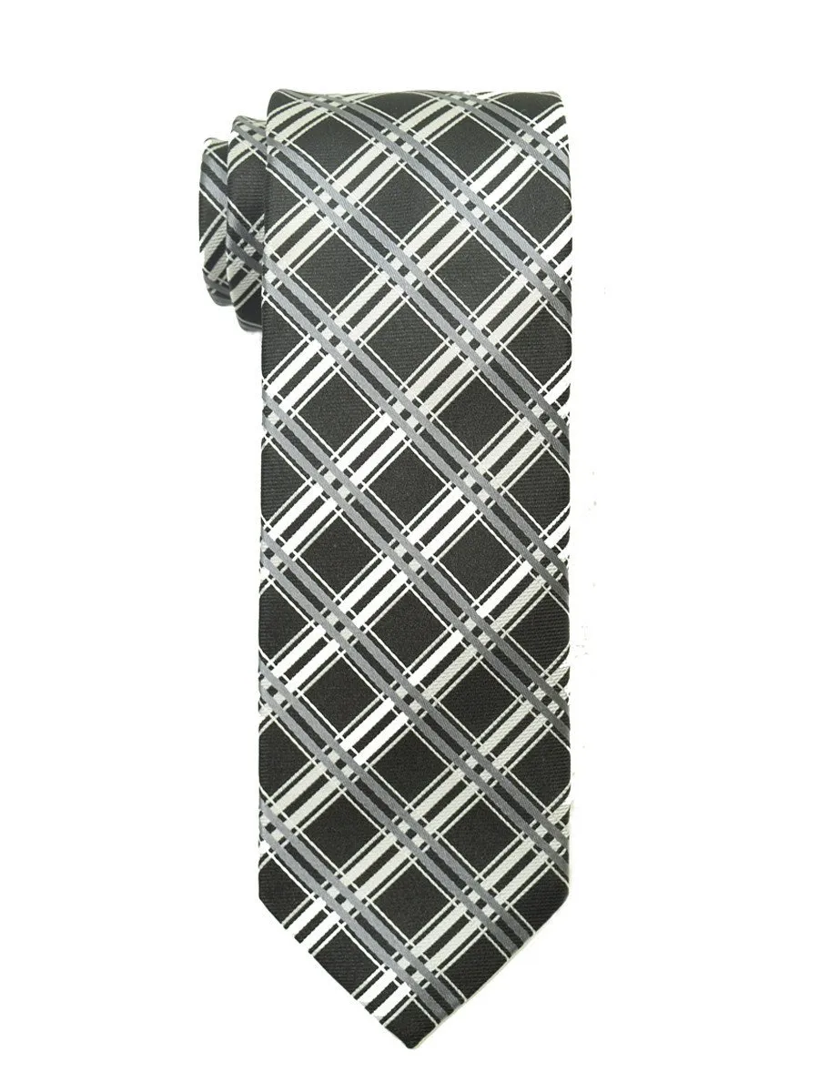 Heritage House 18903 100% Woven Silk Boy's Tie - Plaid - Black/Silver