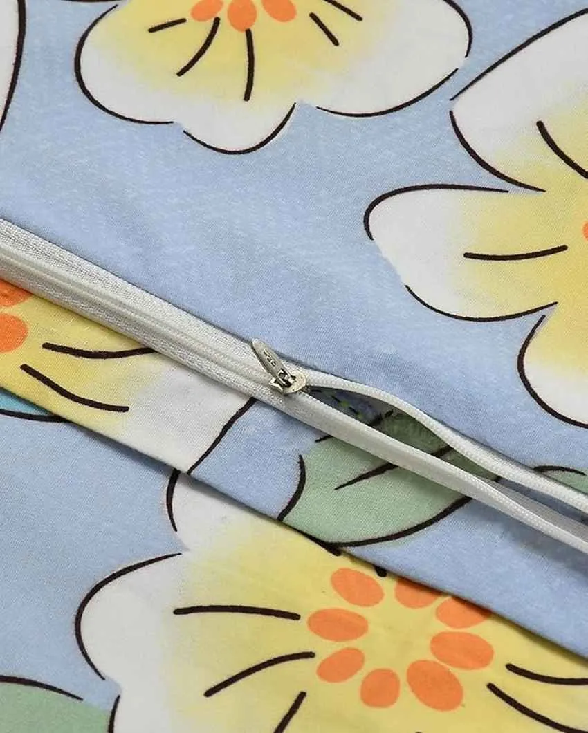 Hue Flower Printed Kids Comfy Quilts Cover With Zipper