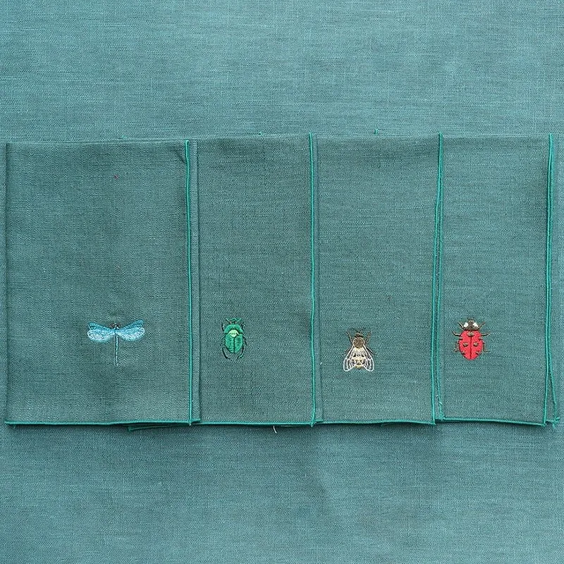 Insect Pure Linen Napkin Set - Holly