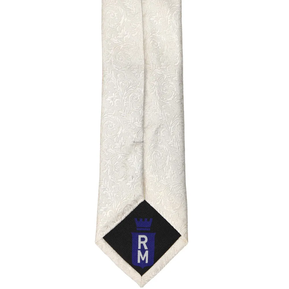 Ivory Groom Floral Silk Slim Necktie, 2.5" Width