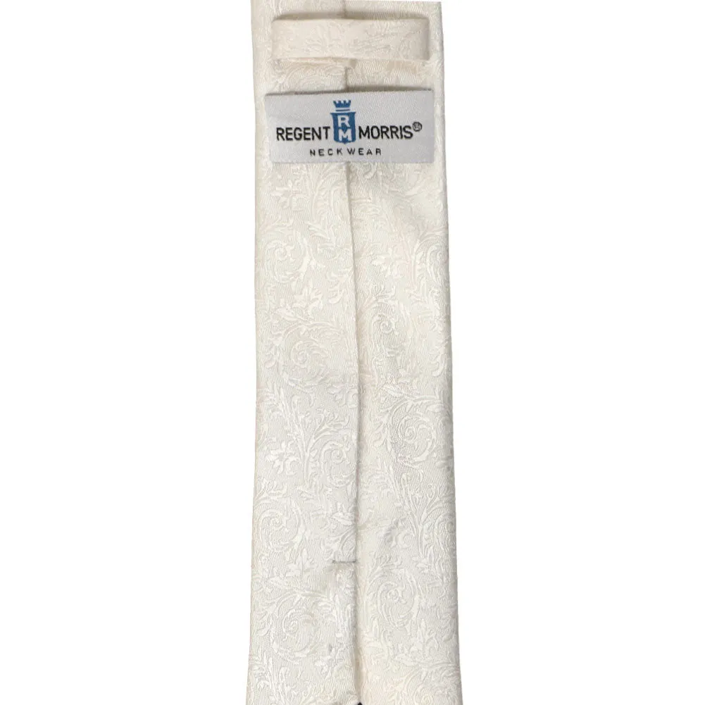 Ivory Groom Floral Silk Slim Necktie, 2.5" Width