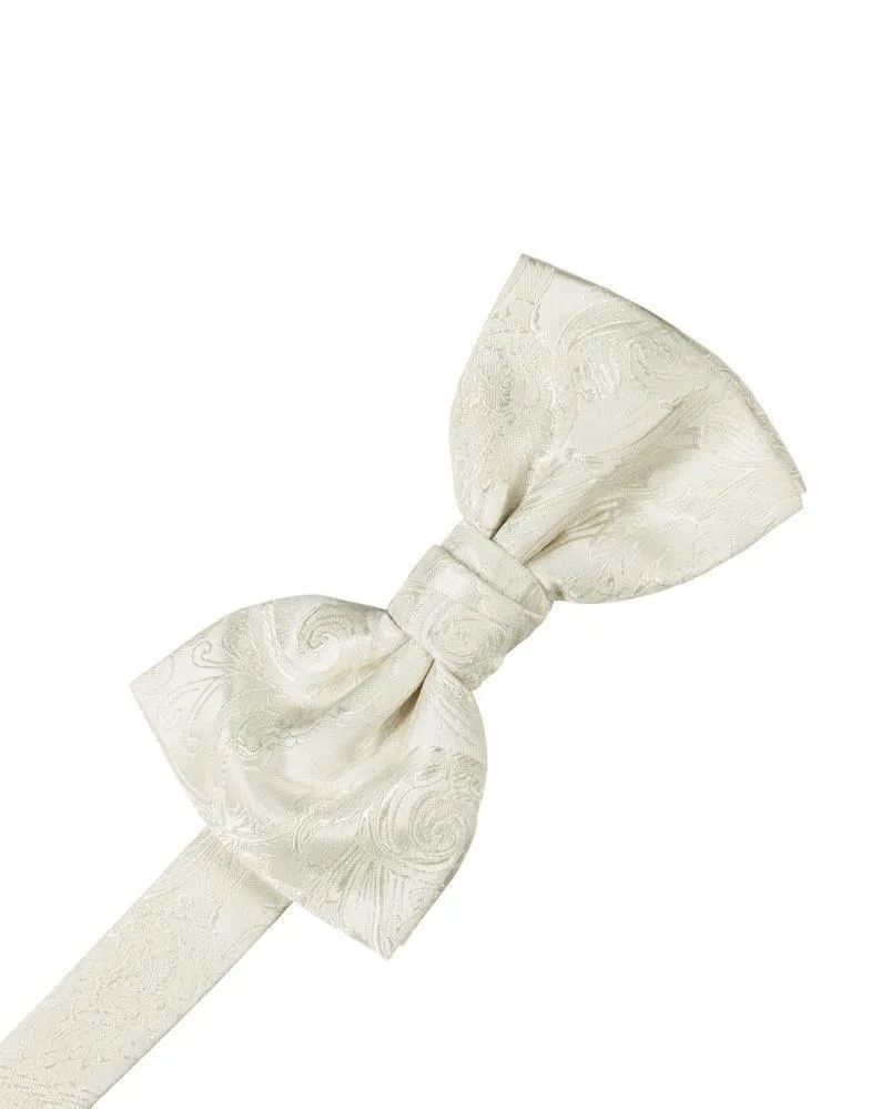 Ivory Paisley Silk Bow Tie
