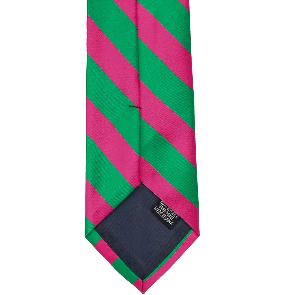 Kelly Green and Fuchsia Striped Tie
