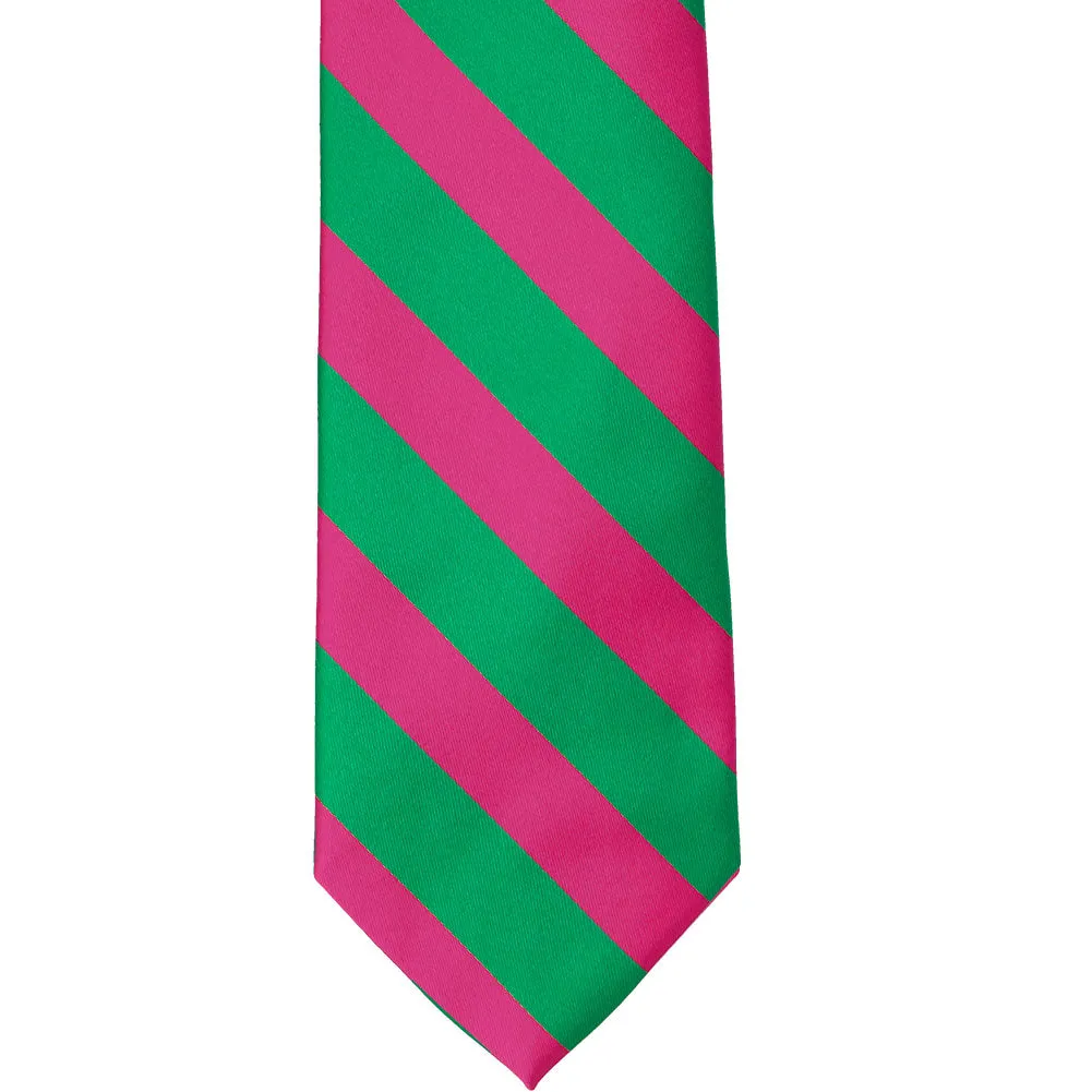 Kelly Green and Fuchsia Striped Tie