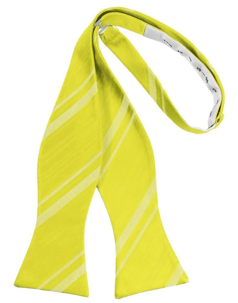 Lemon Striped Satin Bow Tie