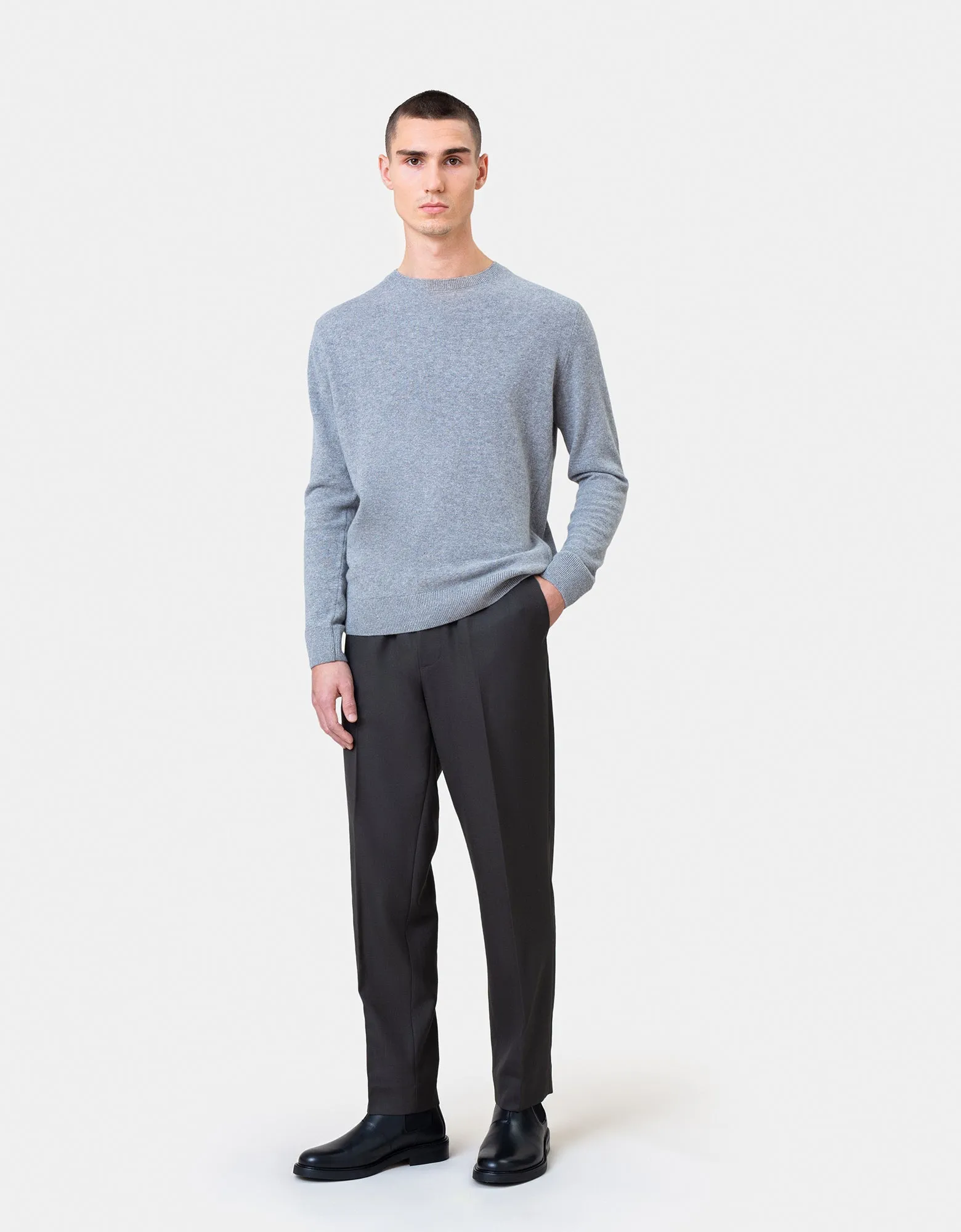 Light Merino Wool Crew - Dusty Olive