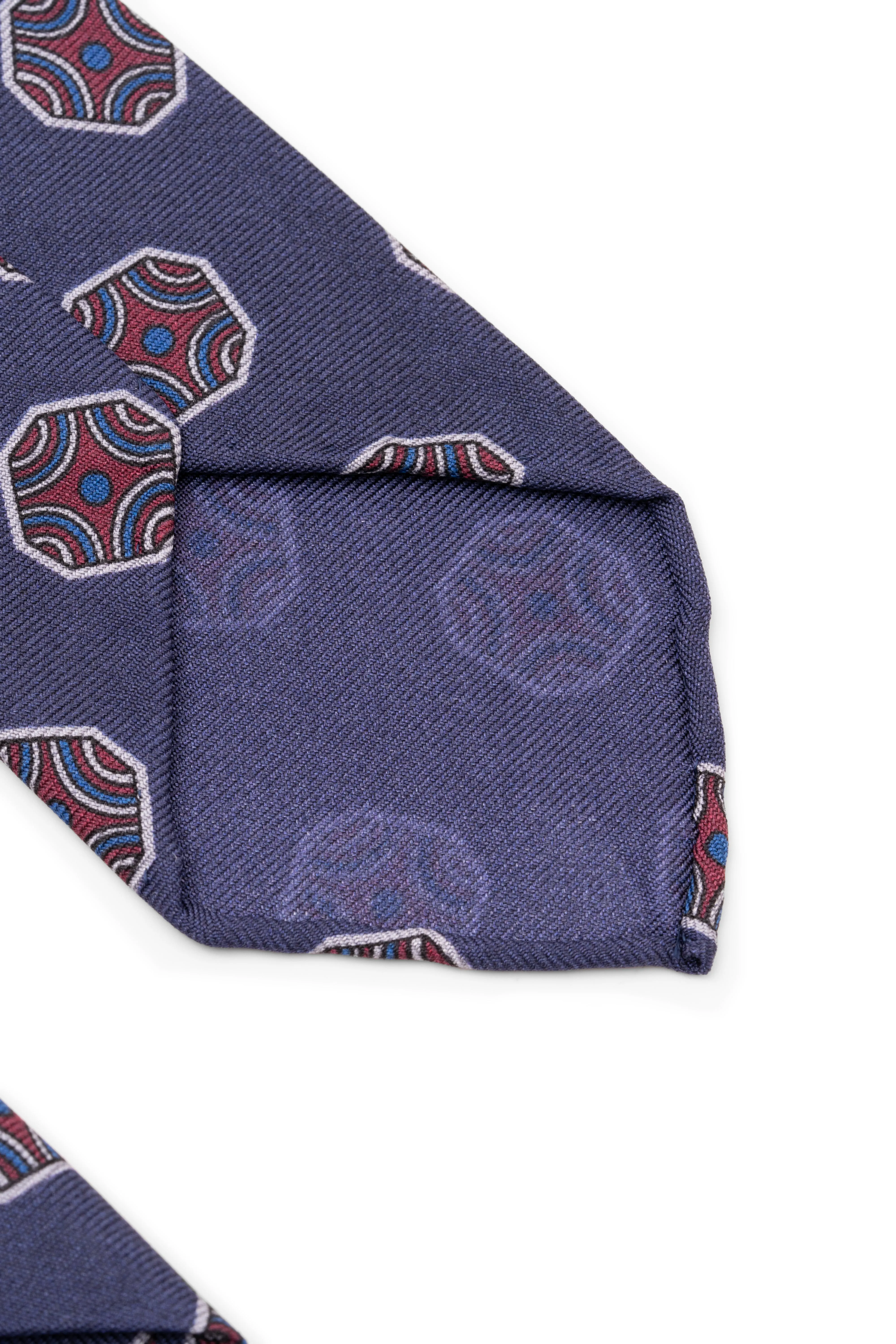 Light Navy Fancy Tile Printed Silk Tie