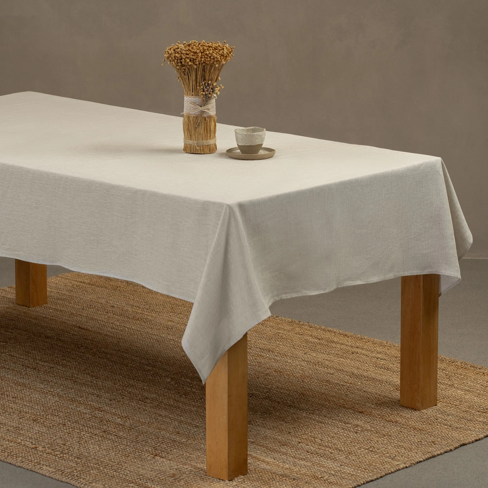 Linen Tablecloth Stone Green
