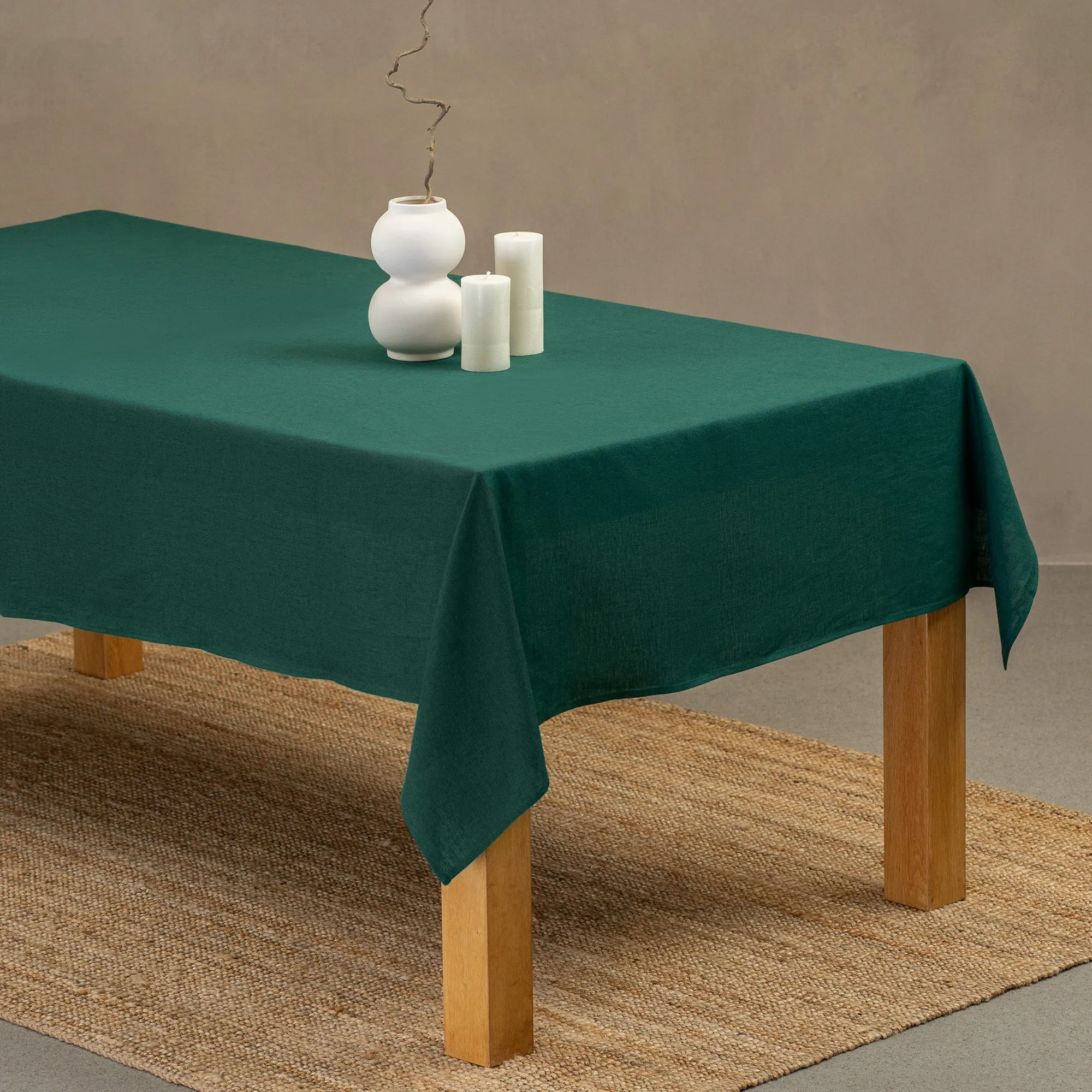 Linen Tablecloth Stone Green
