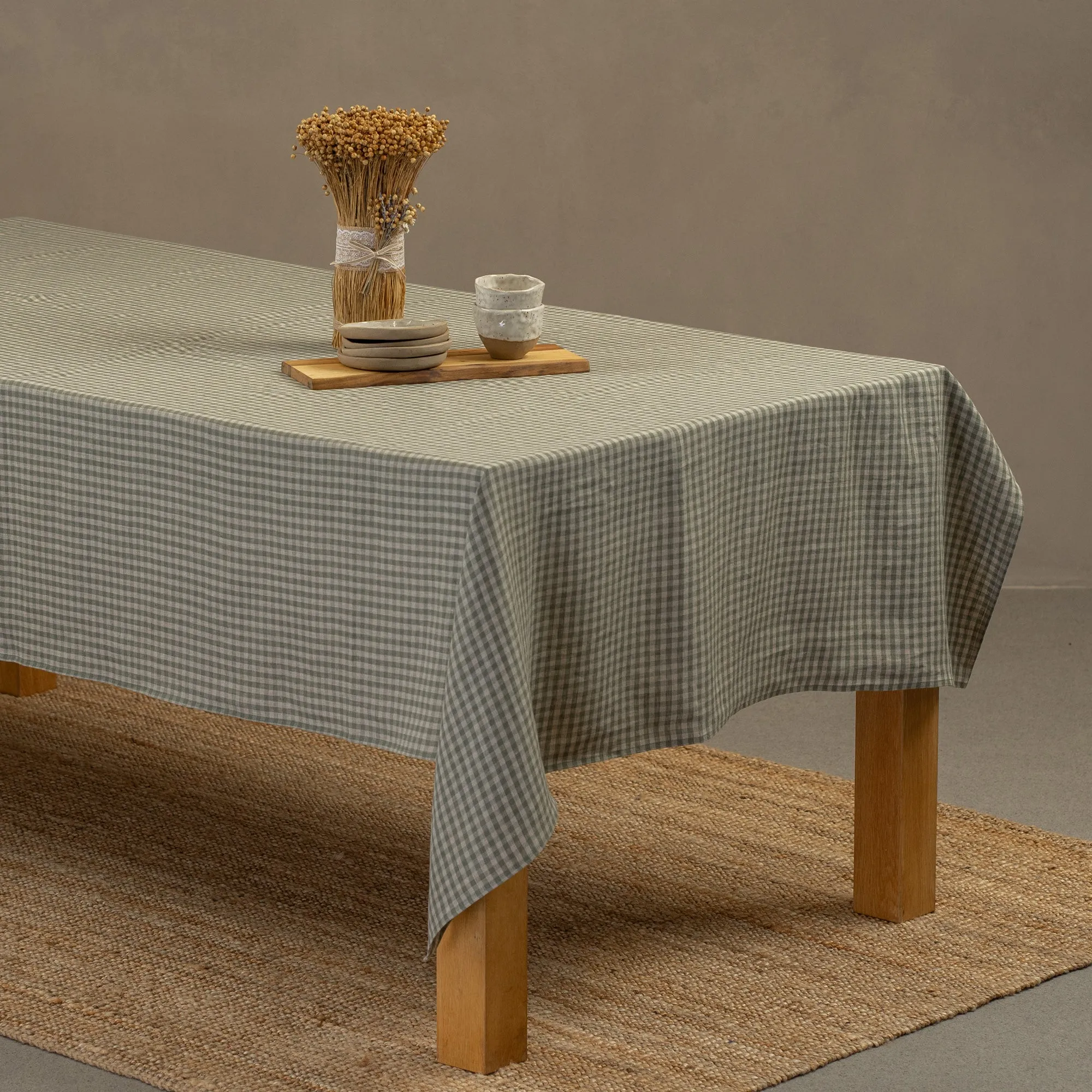 Linen Tablecloth Stone Green