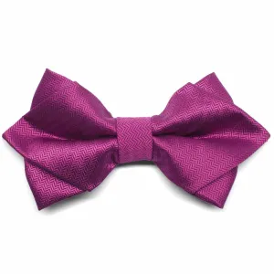 Magenta Herringbone Diamond Tip Bow Tie