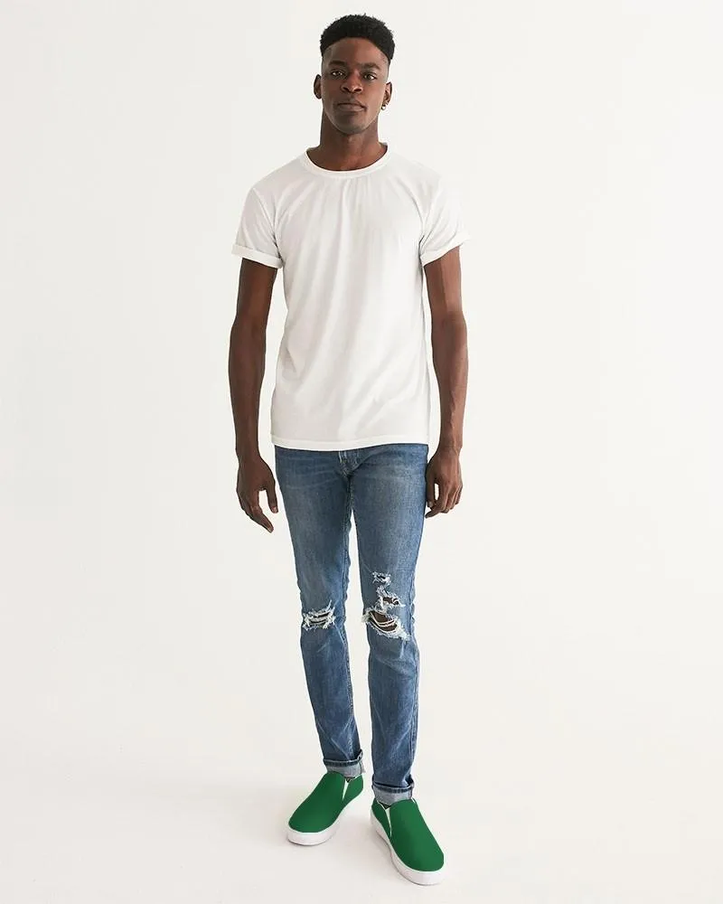 Medium Dark Green Slip-On Canvas Sneakers | Men's | Medium Dark Pure Green | C100M0Y100K60