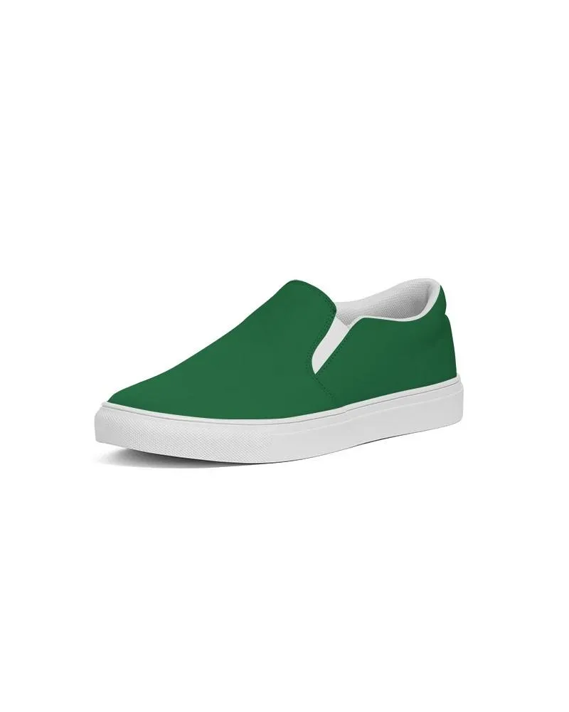 Medium Dark Green Slip-On Canvas Sneakers | Men's | Medium Dark Pure Green | C100M0Y100K60