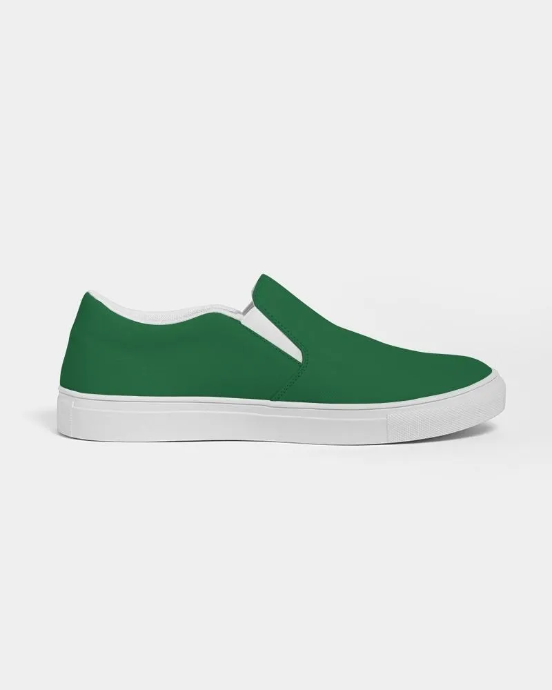 Medium Dark Green Slip-On Canvas Sneakers | Men's | Medium Dark Pure Green | C100M0Y100K60