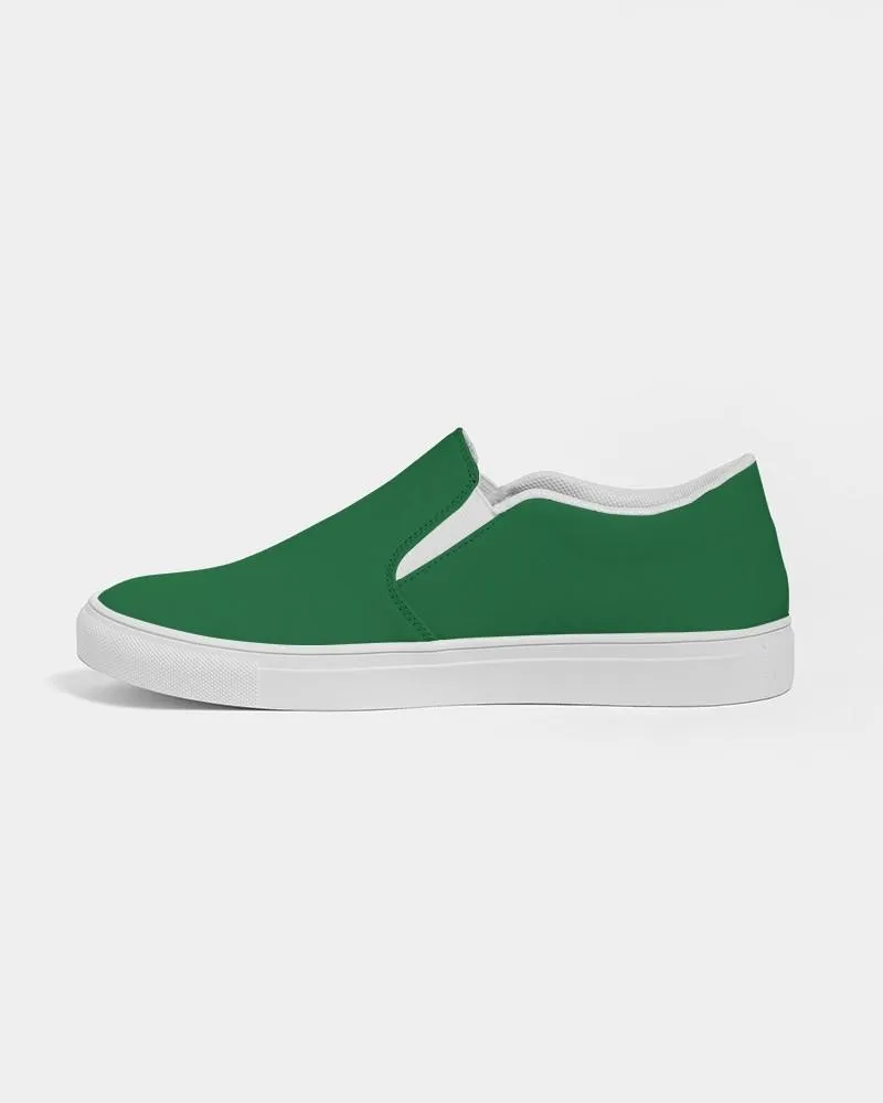 Medium Dark Green Slip-On Canvas Sneakers | Men's | Medium Dark Pure Green | C100M0Y100K60