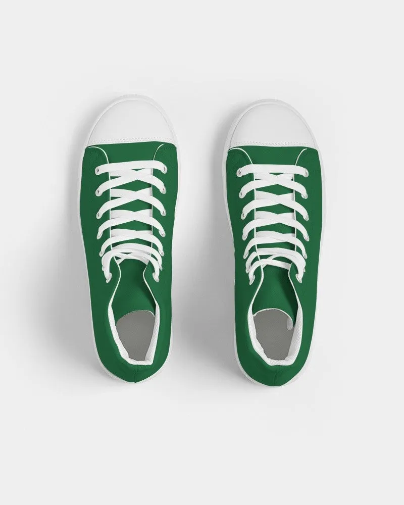 Medium Dark Green Women's High-top Canvas Sneakers | Women's | Medium Dark Pure Green | C100M0Y100K60