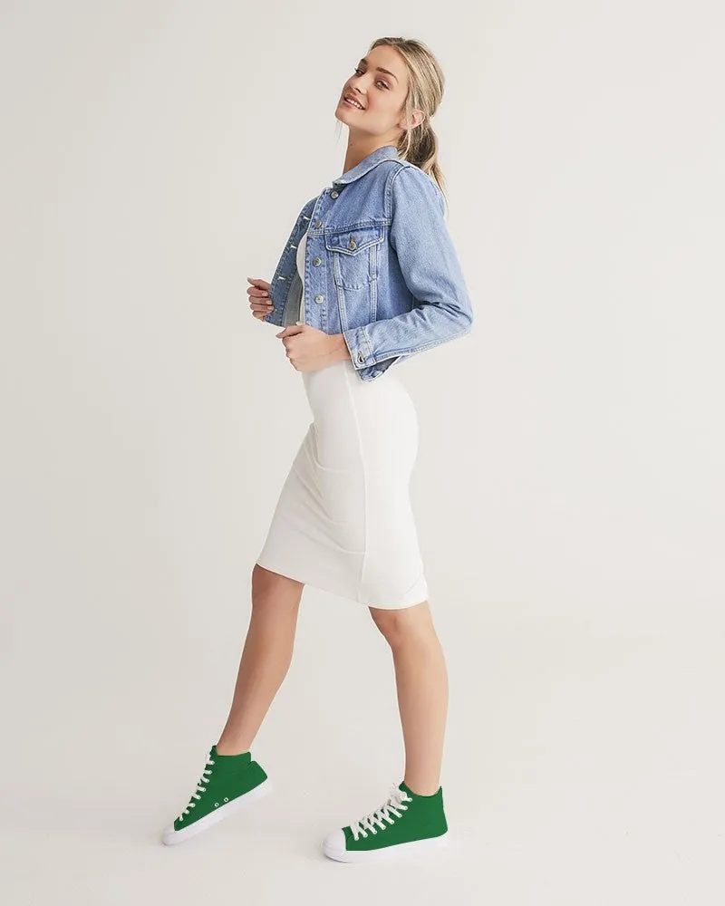 Medium Dark Green Women's High-top Canvas Sneakers | Women's | Medium Dark Pure Green | C75M0Y100K60
