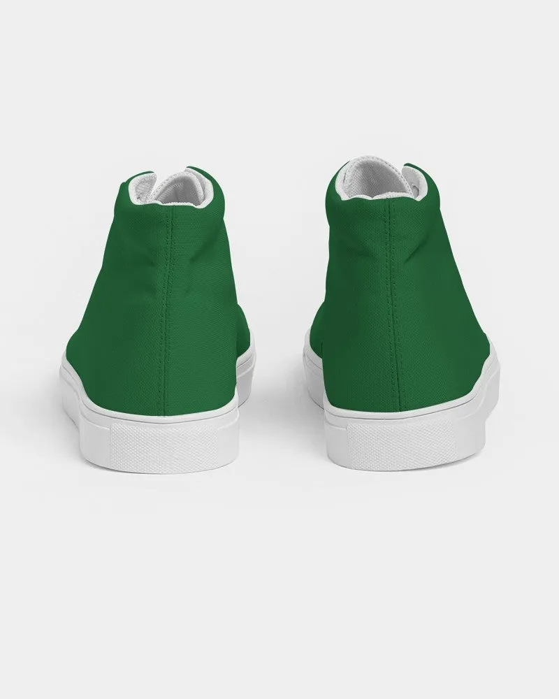 Medium Dark Green Women's High-top Canvas Sneakers | Women's | Medium Dark Pure Green | C75M0Y100K60