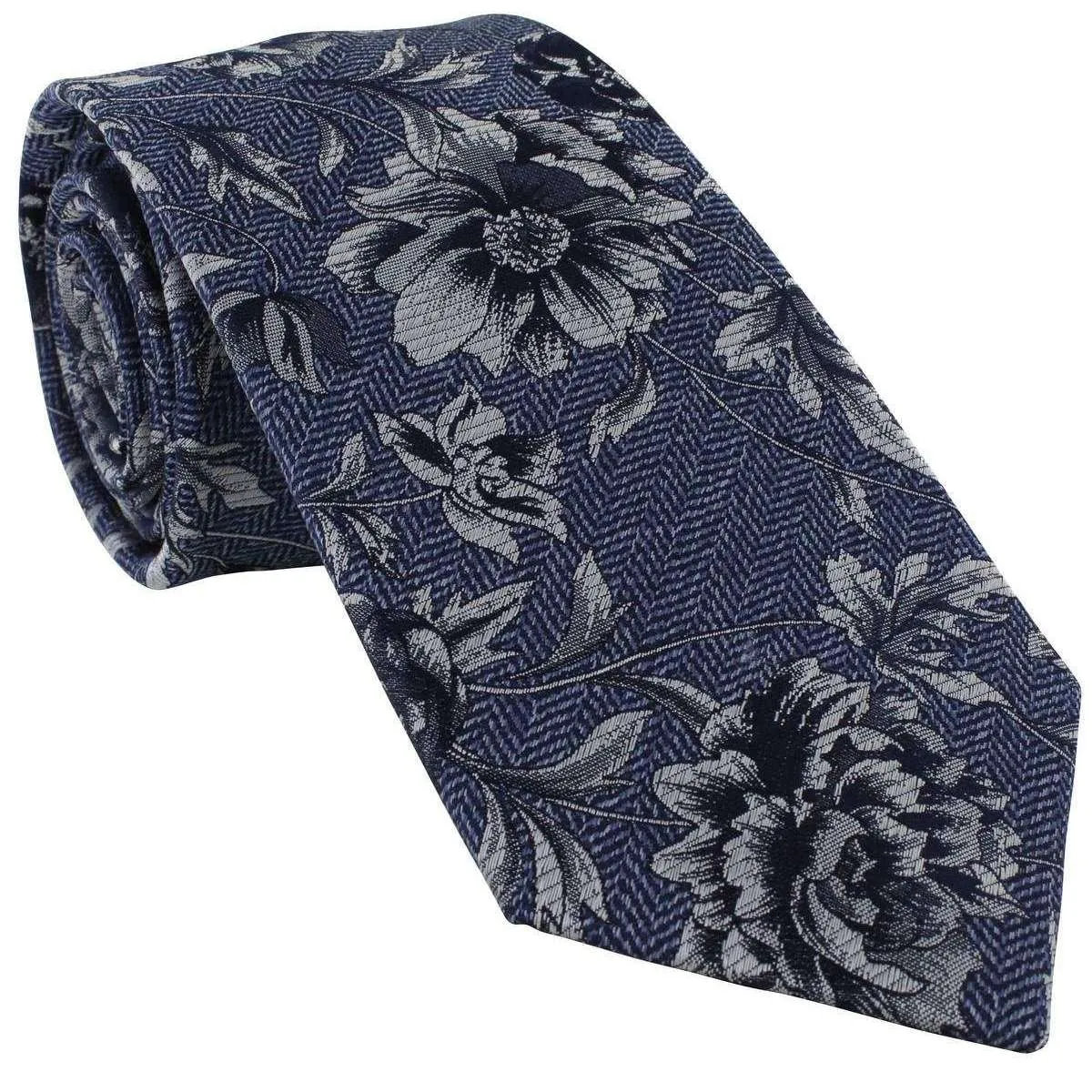Michelsons of London Shaded Floral Silk Tie - Blue