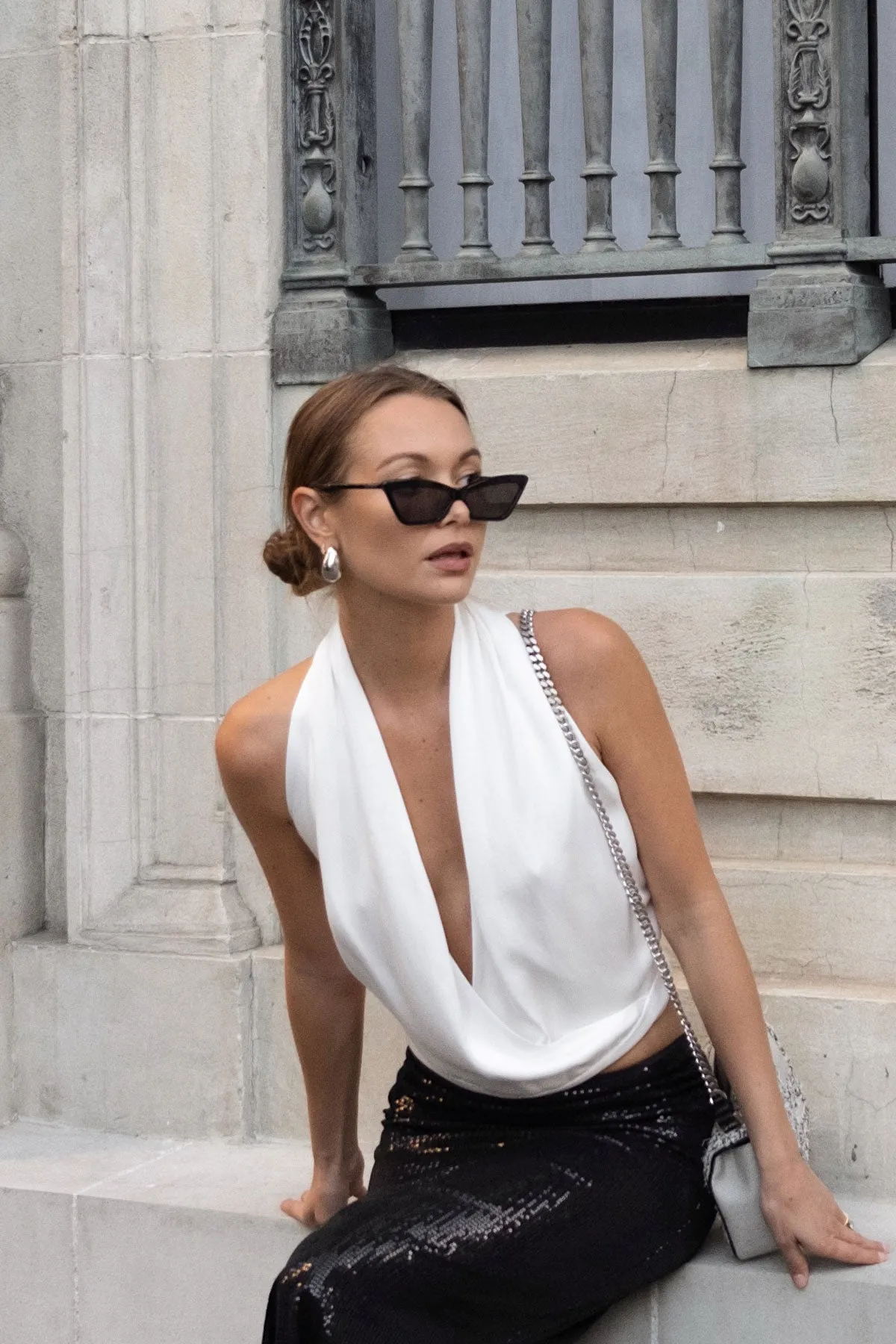 MILAN TOP WHITE SILK